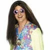 Smiffys Mens Dark Brown Hippy Wig 1960's