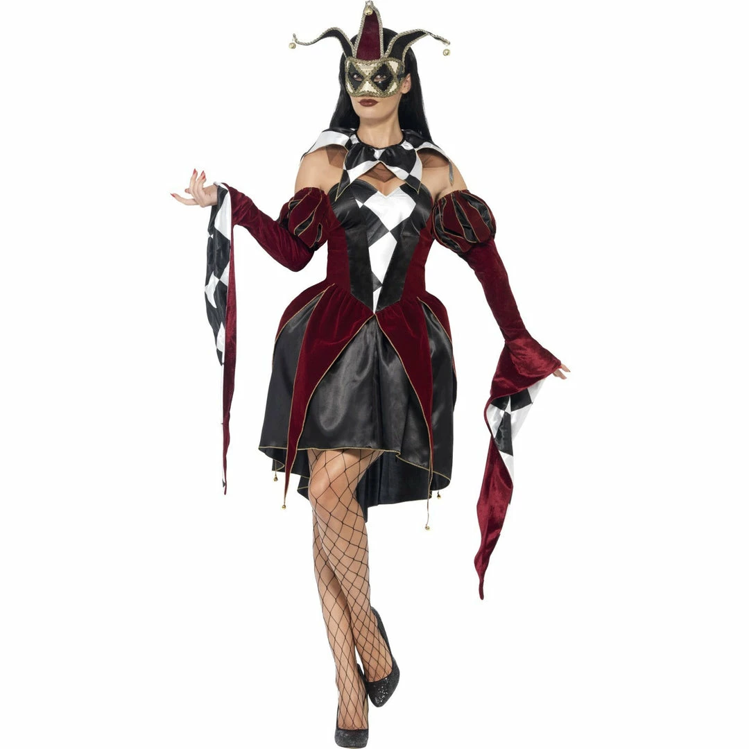Smiffys Gothic Harlequin Jester Costume - Ladies Ladiesc