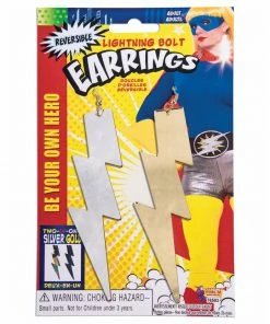 Forum Novelties 1980's Lightning Bolt Earrings In Gold & Silver