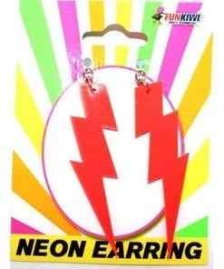 Allen Trading Neon Lightning Earrings-Asst Colours 1980's