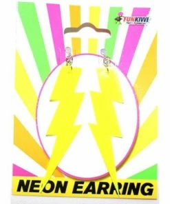Allen Trading Neon Lightning Earrings-Asst Colours 1980's