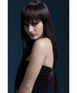 Smiffys Wigsc Long Brown Straight Fever Wig With Fringe - Jessica