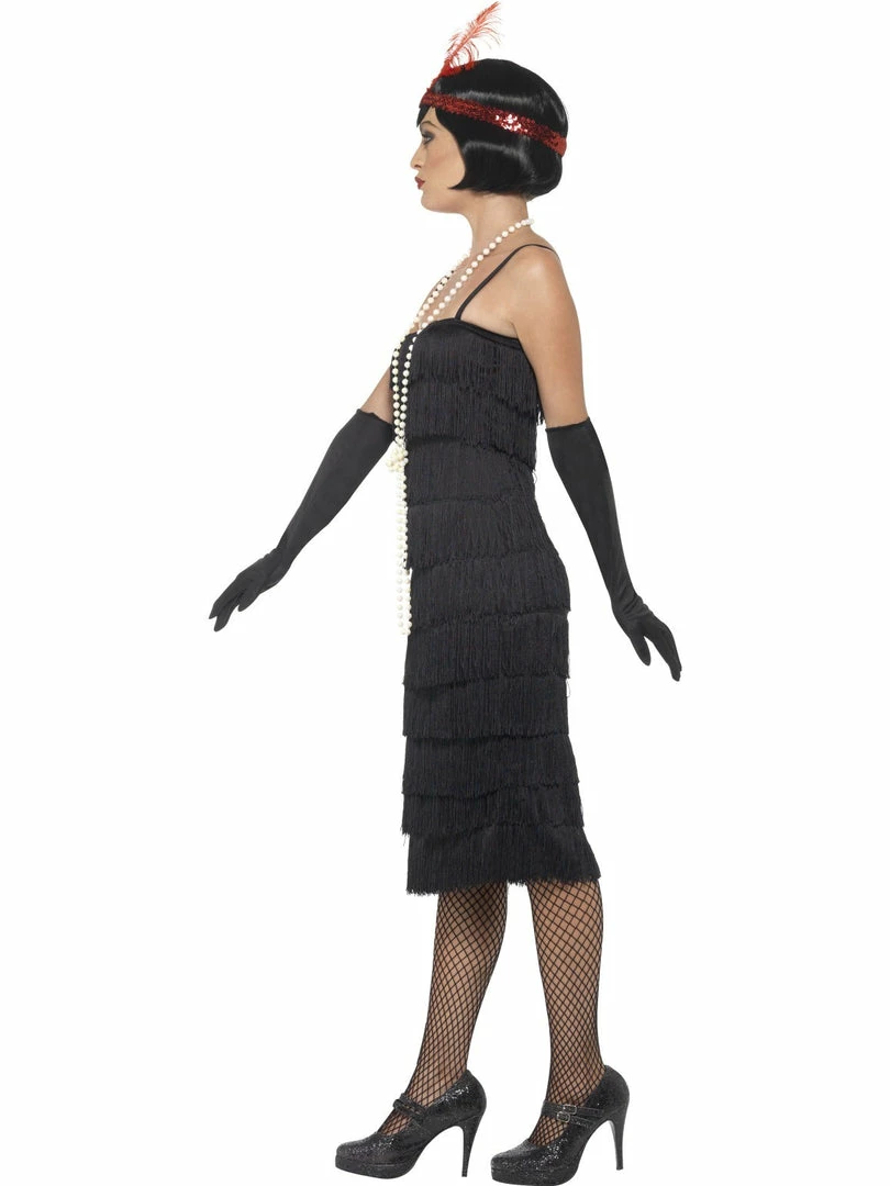 Smiffys Long Black Flapper Dress 4 Smiffys Long Black Flapper Dress