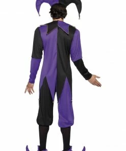 Smiffys Medieval Jester Adult Black & Purple Costume