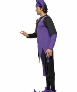 Smiffys Medieval Jester Adult Black & Purple Costume
