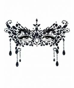 Tomfoolery Masquerade Adhesive Face Jewels In Black - Leg Avenue