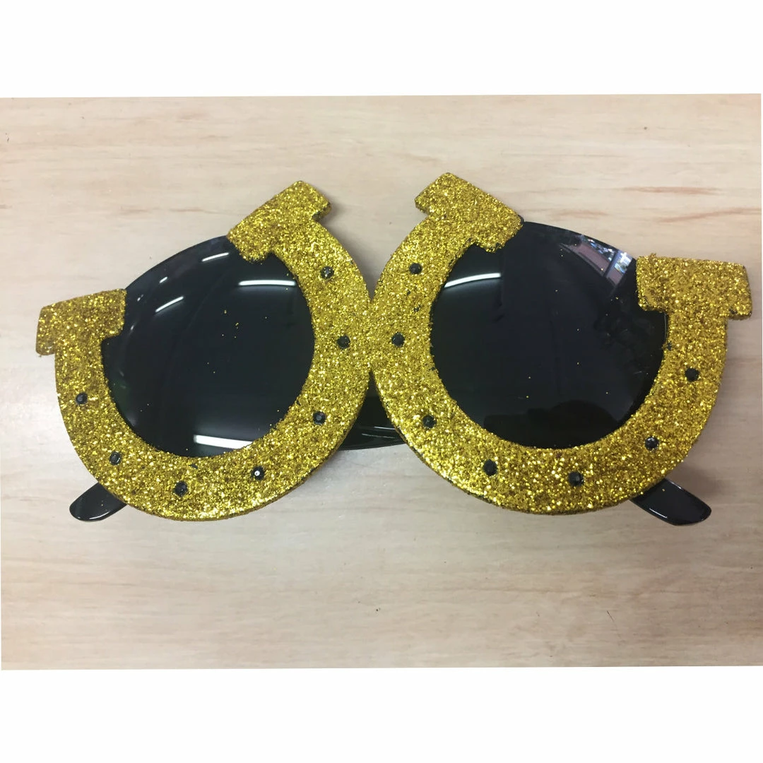 Tomfoolery Lucky Horse Shoe Gold Glitter Glasses 3 Tomfoolery Lucky Horse Shoe Gold Glitter Glasses