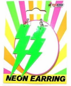 Allen Trading Neon Lightning Earrings-Asst Colours 1980's