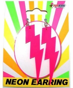 Allen Trading Neon Lightning Earrings-Asst Colours 1980's