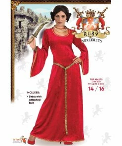Tomfoolery Ladiesc Red Medieval Sorceress Costume - Dr Toms