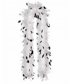 Balloon Agencies Roaring 20's White Feather Boa With Black Feathers 1920's