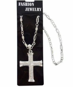 Carnival Products Silver Cross Necklace 1980's