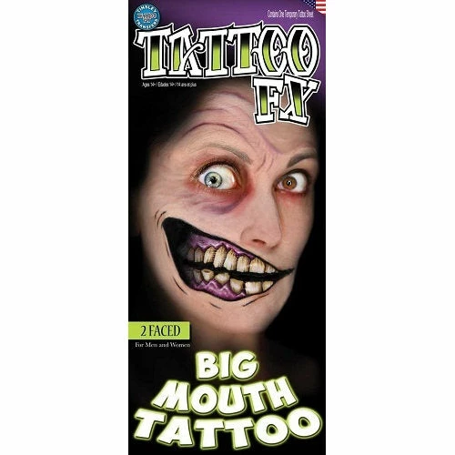 Carnival Products Tinsley FX Temp Tattoo - 2 Faced Big Mouth Tattoos 3 Carnival Products Tinsley FX Temp Tattoo - 2 Faced Big Mouth Tattoos