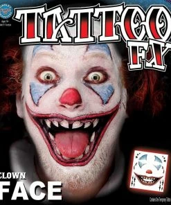 Carnival Products Tinsley FX Full Face Temp Tattoo - Clown Face