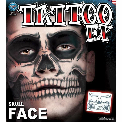 Carnival Products Tinsley FX Full Face Temp Tattoo - Skull Accessoriesc 4 Carnival Products Tinsley FX Full Face Temp Tattoo - Skull Accessoriesc