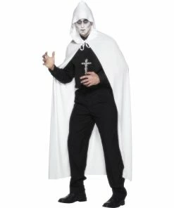 Smiffys Hooded Cape-White Medieval & Historical