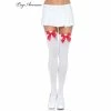 Tomfoolery White Thigh Highs With Red Bow Oktoberfest