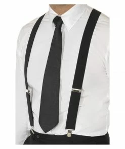 Smiffys Black Elasticated Braces Accessoriesc