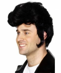 Smiffys Black Rockstar Wig 1950's