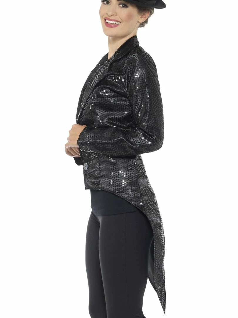Smiffys Black Sequin Tailcoat Jacket 4 Smiffys Black Sequin Tailcoat Jacket