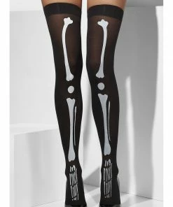 Smiffys Skeleton Print Thigh High Stockings