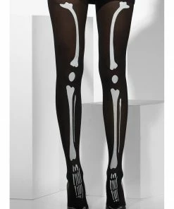 Smiffys Black Skeleton Print Opaque Tights