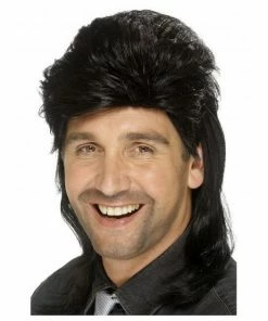 Smiffys 1980's Black Mullet Wig