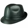 Trademart Black Leather Look Fedora-Adult