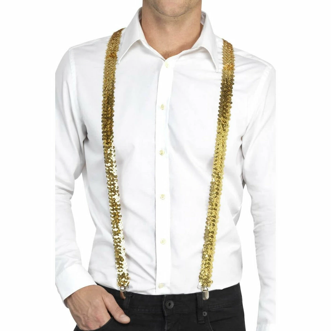 Smiffys 1920's Braces Adult - Gold Stretch Sequin 3 Smiffys 1920's Braces Adult - Gold Stretch Sequin