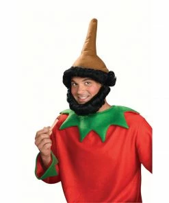 Forum Novelties Elf Hat With Beard - Brown & Blue Hats & Headwear