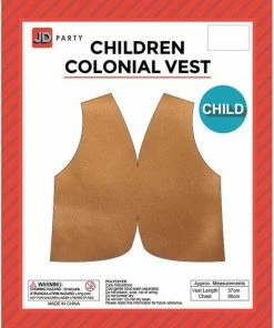 JD Party Boys Costumes Childrens Colonial Vest -Light Brown