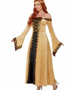 Smiffys Deluxe Medieval Countess Costume In Gold