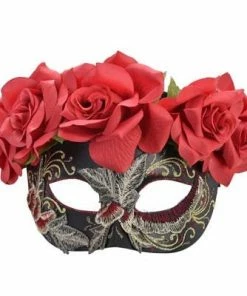 Tomfoolery Masks Dia Eye Mask With Red Flowers