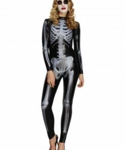 Smiffys Fever Miss Whiplash Skeleton Ladies Costume Ladiesc