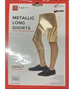 JD Party Adult Metallic Long Shorts - Gold