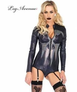 Tomfoolery Ladies Shimmer Iridescent Skull Garter Bodysuit Leg Avenue Ladiesc