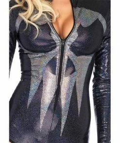 Tomfoolery Ladies Shimmer Iridescent Skull Garter Bodysuit Leg Avenue Ladiesc