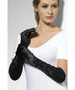 Smiffys Black Long Temptress Gloves 1920's