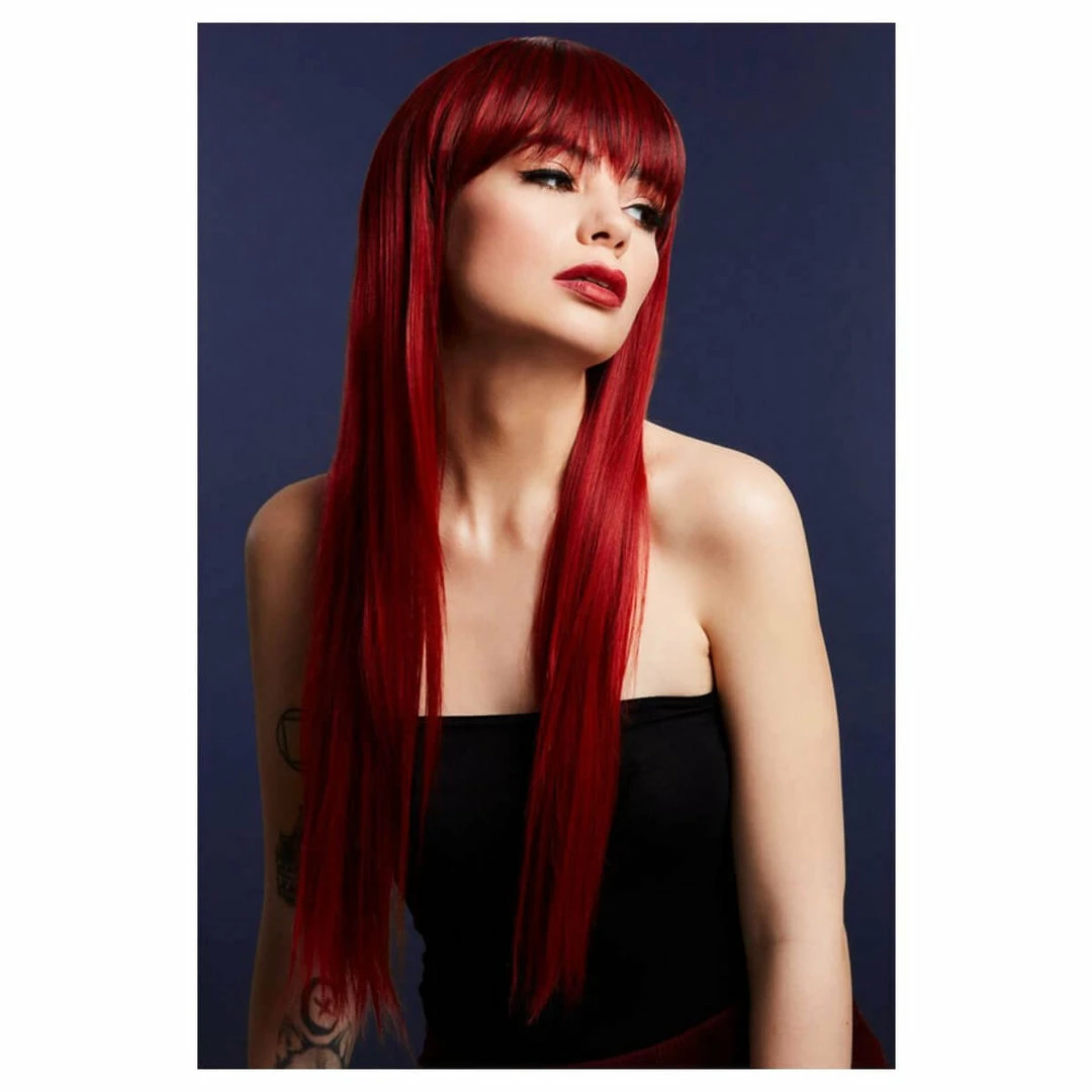 Smiffys Wigsc Long Ruby Red Fever Wig - Jessica 3 Smiffys Wigsc Long Ruby Red Fever Wig - Jessica