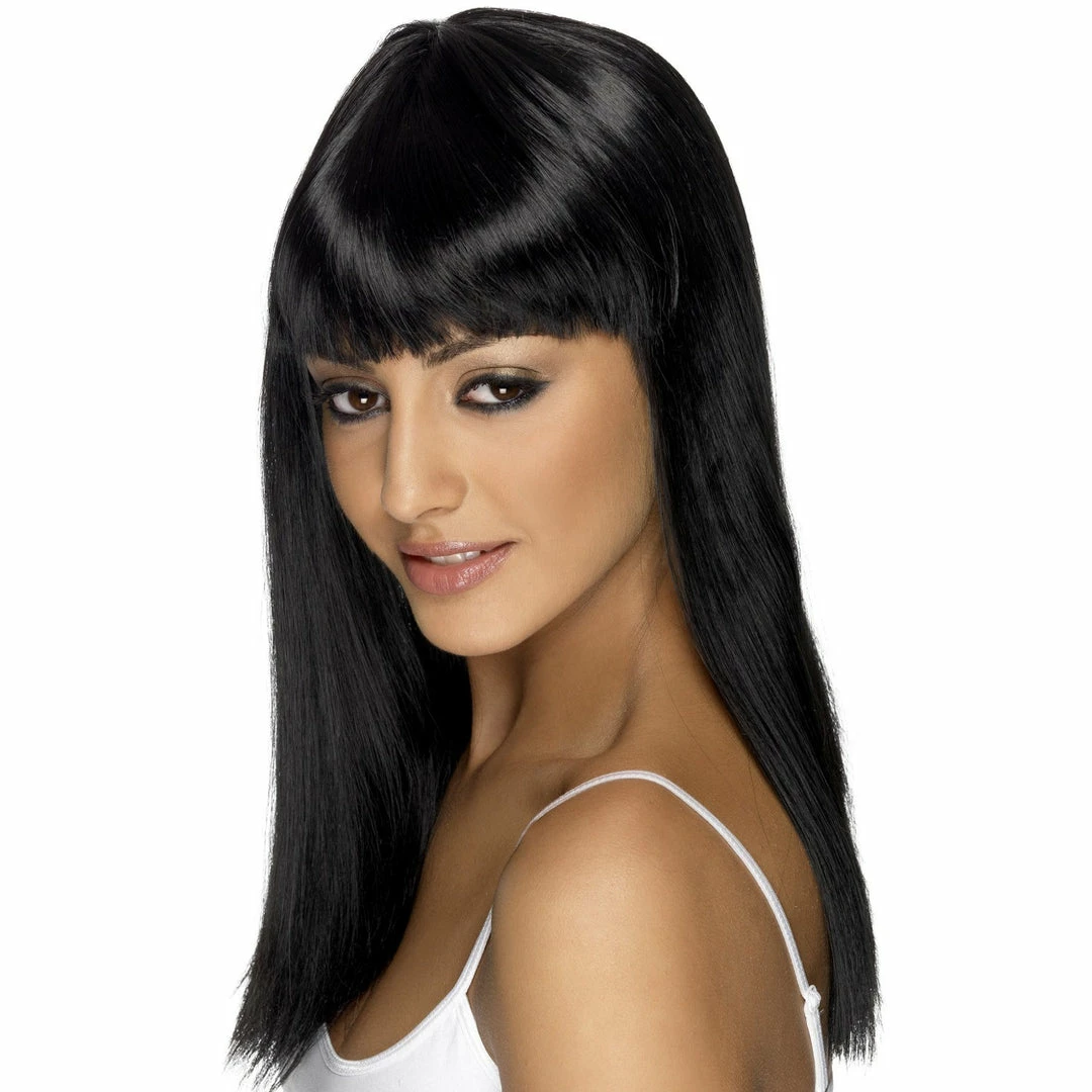 Smiffys Black Shoulder Length Wig 3 Smiffys Black Shoulder Length Wig