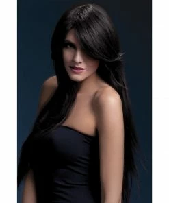 Smiffys Long Brown Fever Wig With Side Fringe-Amber Wigsc