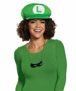 Disguise Costumes Accessoriesc Luigi Adult Hat & Necklace With Attached Moustache