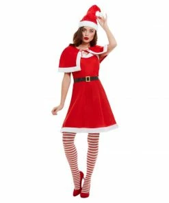 Smiffys Christmas & New Year Miss Santa Dress With Cape Costume