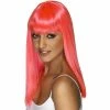 Smiffys Neon Pink Long Straight Glamourama Wig Wigsc