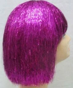 Carnival Products Pink Tinsel Disco Bob Wig 1970's