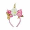 Trademart Pink Unicorn Headband With Flowers & Gold Horn