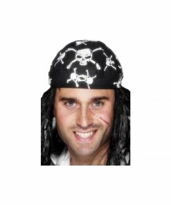 Smiffys Pirate Bandana With Skull & Crossbones Print Hats & Headwear