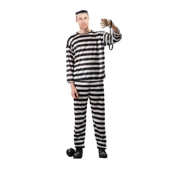 Tomfoolery Mensc Prisoner Black & White Adult Costume - Dr Toms 4 Tomfoolery Mensc Prisoner Black & White Adult Costume - Dr Toms