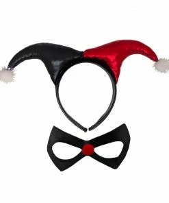 Trademart Red & Black Harlequin Clown Set - Headband & Mask Hats & Headwear