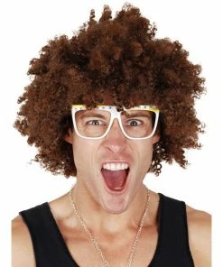 Tomfoolery Red Foo Curly Brown Wig